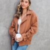 Coats & Jackets * | Stru-001 Caramel City Collared Pocketed Bomber Jacket Sale