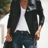 Coats & Jackets * | Danc-001 Slick Chick Coated Faux Leather Moto Jacket Black