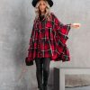 Coats & Jackets * | Oli -001 Pleasant Surprise Plaid Hooded Jacket Red Final Sale