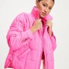 Coats & Jackets * | Oliv-001 Hunter Quilted Pocketed Jacket Neon Pink Final Sale