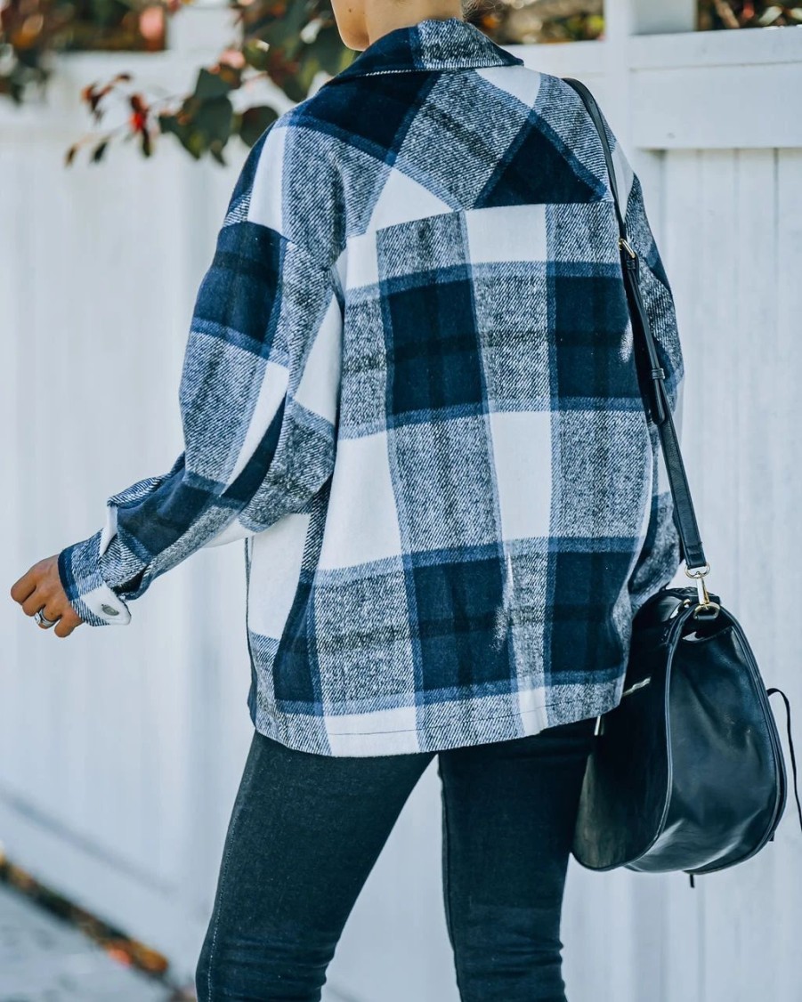 Coats & Jackets * | Davi-001 Rainfall Pocketed Plaid Shacket Final Sale