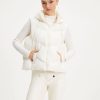 Coats & Jackets * | Oliv-001 Winter In Aspen Pocketed Hooded Puffer Vest Off White Final Sale