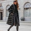 Coats & Jackets * | Dee-001 Francesca Plaid Pocketed Coat Black Final Sale