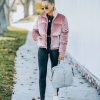 Coats & Jackets * | Tcec-001 Powder Pocketed Velvet Puffer Jacket Mauve Final Sale