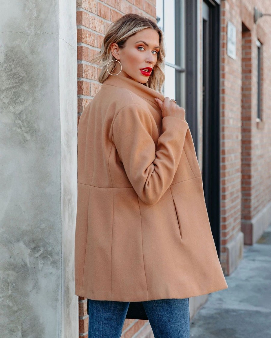 Coats & Jackets * | Entr-001 Bonjour Pocketed Coat Camel Final Sale