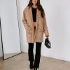 Coats & Jackets * | Dee-001 Dreaming Of Seattle Pocketed Sherpa Trim Jacket Camel Final Sale