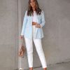 Coats & Jackets * | Gill-001 Mckenzie Houndstooth Pocketed Blazer Light Blue Sale