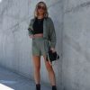 Coats & Jackets * | Must-001 Julissa Faux Leather Oversized Jacket Olive Final Sale