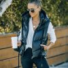 Coats & Jackets * | Tcec-001 Shelton Pocketed Hooded Faux Leather Puffer Vest Black