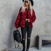 Coats & Jackets * | Pol-001 South Lake Frayed Plaid Shacket Red Final Sale