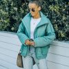 Coats & Jackets * | Pol-001 Cassian Pocketed Quilted Puffer Jacket Seafoam Final Sale