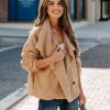 Coats & Jackets * | Prom-001 Martha Pocketed Drape Sherpa Jacket Tan Final Sale