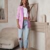 Coats & Jackets * | Stru-001 Bardot Colorblock Pocketed Blazer Purple Sale