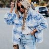 Coats & Jackets * | Acoa-001 La Winter Pocketed Plaid Button Down Jacket Final Sale