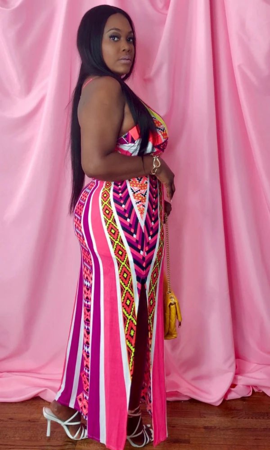 Dresses * | Shop Kloset Essentials Tribal Aztec Print Maxi-(Pink)