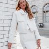 Coats & Jackets * | On T-001 Swiss Alps Glam Faux Sherpa Cropped Jacket Ivory Final Sale