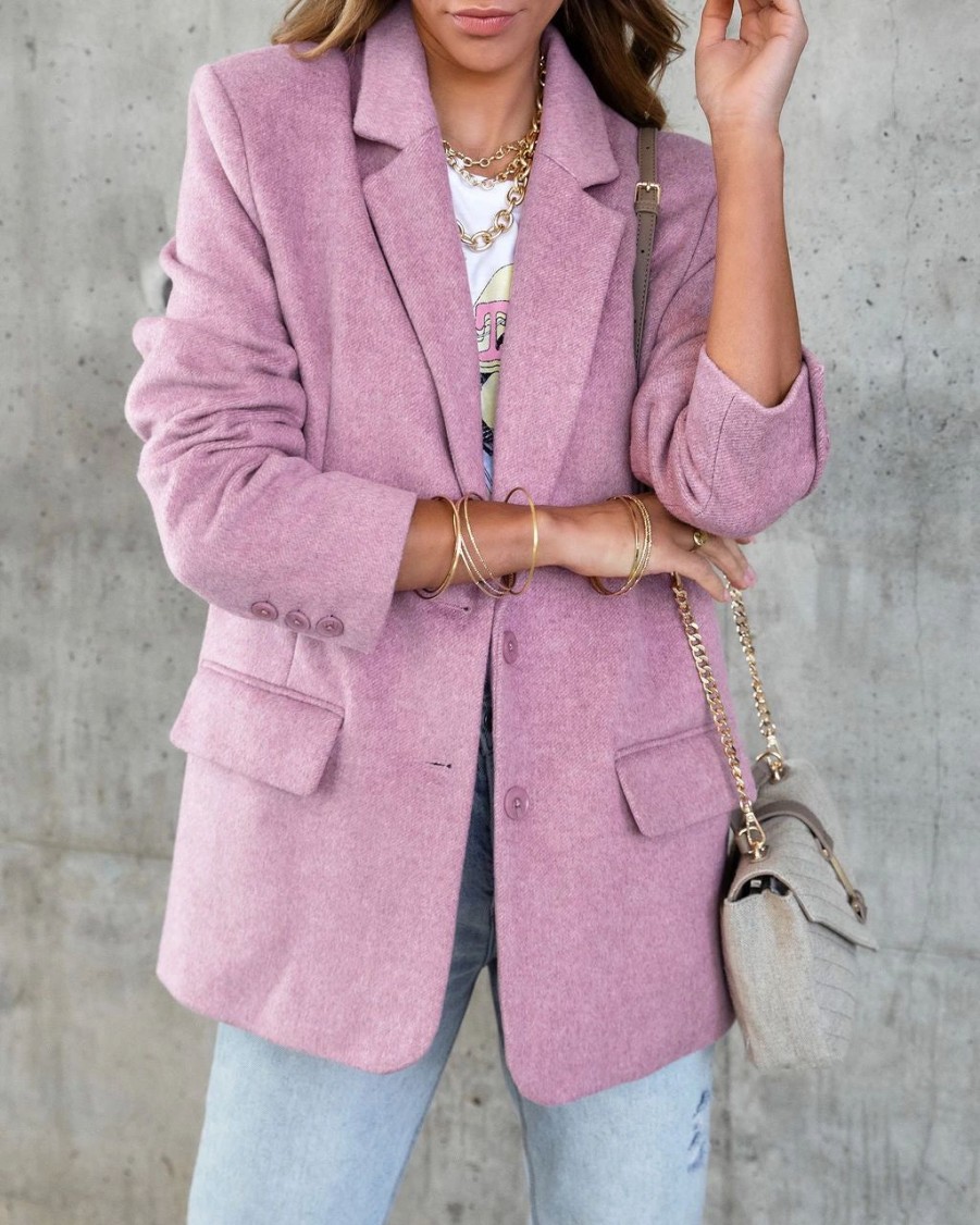 Coats & Jackets * | Endl-001 Janie Pocketed Blazer Lilac