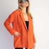 Coats & Jackets * | Flaw-001 Stellaluna Textured Pocketed Blazer Orange Final Sale