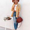 Coats & Jackets * | Entr-001 Addyson Button Down Knit Shacket Yellow Final Sale