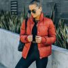 Coats & Jackets * | Delu-001 Sugar Bowl Pocketed Puffer Jacket Brick Final Sale