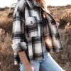 Coats & Jackets * | La M-001 Montgomery Distressed Plaid Shacket Final Sale