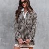 Coats & Jackets * | Blu-001 Trendy Confessions Houndstooth Pocketed Blazer Brown/Tan Final Sale