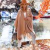 Coats & Jackets * | Fame-001 Liyana Soft Fringe Poncho Final Sale