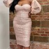 Dresses * | Shop Kloset Essentials Glitz & Glamour Puff Sleeve Midi Dress ( Blush)