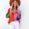 Coats & Jackets * | Acoa-001 Liana Cotton Colorblock Corduroy Shacket Orchid Multi Final Sale