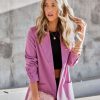 Coats & Jackets * | On T-001 Susie Shimmer Pocketed Blazer Mauve Final Sale