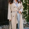 Coats & Jackets * | Acoa-001 Meet My Expectations Pocketed Lightweight Trench Coat Taupe