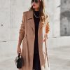 Coats & Jackets * | Swee-001 Cordelia Pocketed Faux Suede Contrast Coat Camel Final Sale