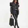 Coats & Jackets * | Buck-001 Winter Glam Pocketed Ruffle Puff Vest Black Final Sale