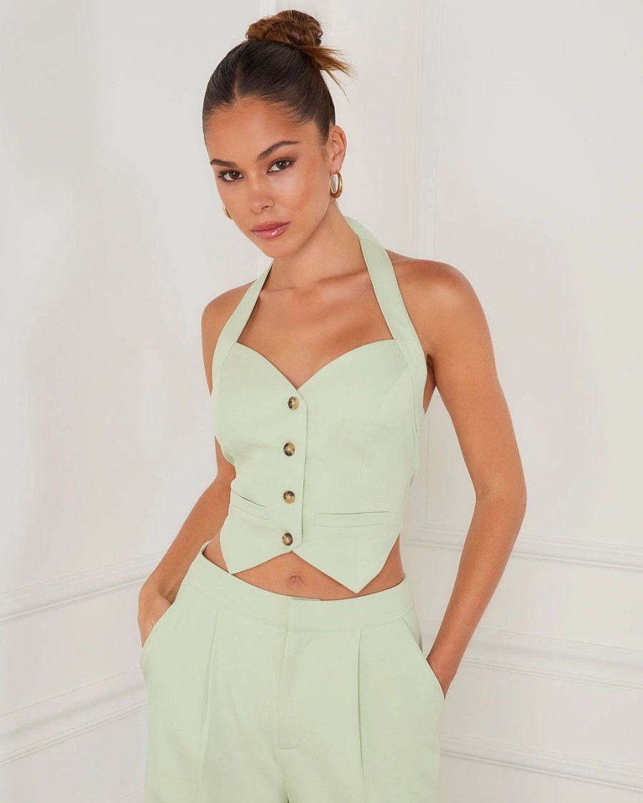 Coats & Jackets * | Skyl-002 Xanthe Cropped Halter Vest Mint