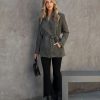 Coats & Jackets * | Flaw-001 Analia Faux Suede Pocketed Waist Tie Jacket Olive Final Sale