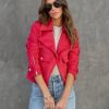 Coats & Jackets * | Fate-001 Lennox Faux Suede Jacket Red Final Sale