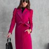 Coats & Jackets * | On T-001 Eileen Pocketed Lace Sleeve Coat Berry Final Sale