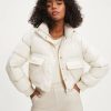 Coats & Jackets * | Blue-001 Below Zero Pocketed Puff Jacket Off White Final Sale