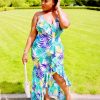 Dresses * | Shop Kloset Essentials Island Ting Blue Ruffle Maxi Dress