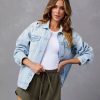 Coats & Jackets * | Kanc-001 Sydell Distressed Denim Jacket Light Wash