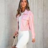 Coats & Jackets * | Lumi-001 Gretchen Faux Leather Jacket Light Pink Final Sale