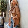 Coats & Jackets * | Acoa-001 Lexie Cotton Blend Button Down Shacket Camel Final Sale