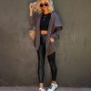 Coats & Jackets * | Flaw-001 Kathy Pocketed Jacket Charcoal Last Chance