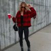 Coats & Jackets * | Dee-001 Robynn Plaid Jacket Red Final Sale