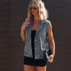 Coats & Jackets * | Gill-001 Eudora Pocketed Denim Vest Washed Grey