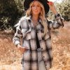 Coats & Jackets * | Thre-001 Branch Out Pocketed Plaid Shacket Final Sale