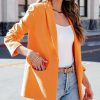 Coats & Jackets * | Endl-001 Beaming Cotton Pocketed Blazer Orange Sale