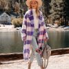 Coats & Jackets * | A Pe-001 Jolie Pocketed Plaid Coat Last Chance