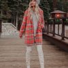 Coats & Jackets * | &Mer-001 Stan Pocketed Plaid Coat Coral Final Sale