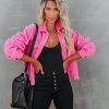 Coats & Jackets * | Pol-001 Paddington Distressed Cotton Corduroy Jacket Hot Pink Final Sale